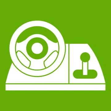 Computer steering wheel icon green Stock Illustration