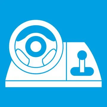 Computer steering wheel icon white Stock Illustration