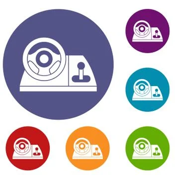 Computer steering wheel icons set Stock-Illustration