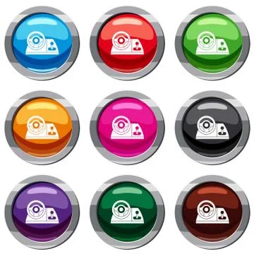 Computer steering wheel set 9 collection Stock Illustration