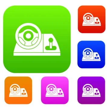 Computer steering wheel set collection Stock Illustration