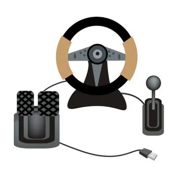 Computer Steering Wheel on A White Background Illustrazione stock