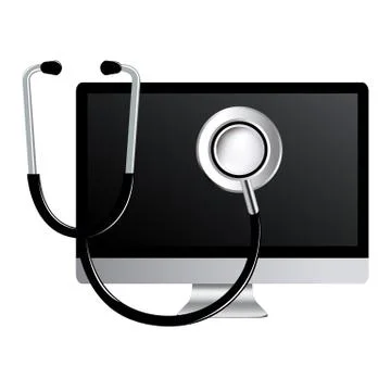 Computer with stethoscope Stock-Illustration