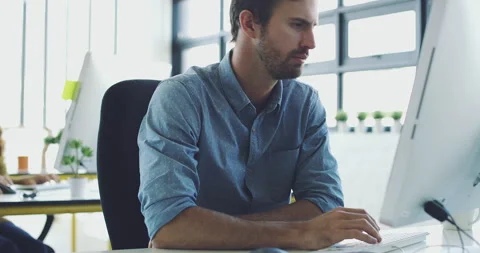 Computer, strategy man or programmer working for cybersecurity, app coding or Video stock 241076747