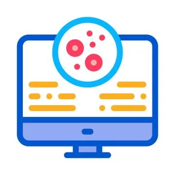 Computer study of skin problems icon vector outline illustration Stock Illustration