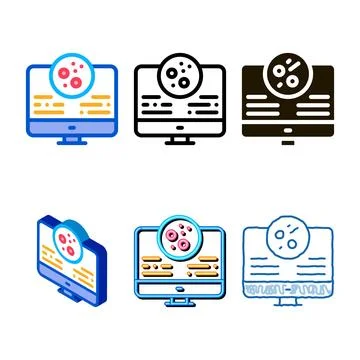 Computer study of skin problems icon vector simplified outline Stock Illustration