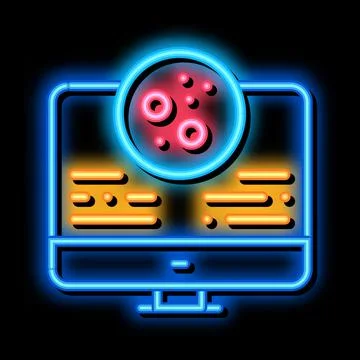 Computer study of skin problems neon glow icon illustration Stock Illustration