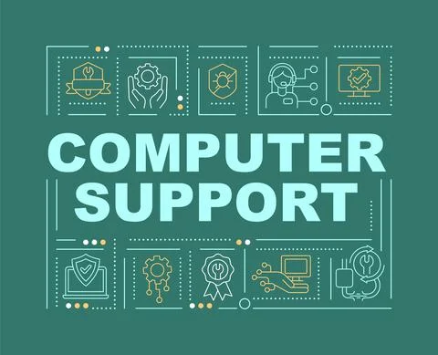Computer support and help word concepts green banner Stock Illustration