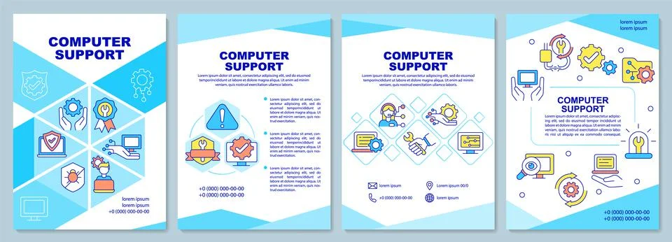 Computer support brochure template 스톡 일러스트