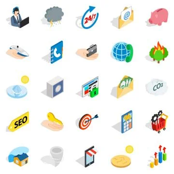 Computer support icons set, isometric style Stock Illustration