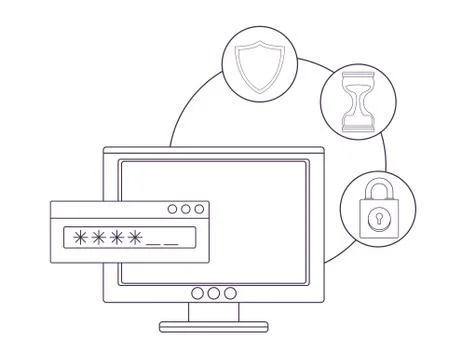 Computer with switch Illustrazione stock