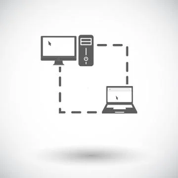 Computer sync single flat icon Stock Illustration