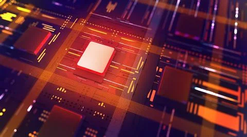 Computer system alarm,Abstract technology of central processing unit,working Stock Illustration