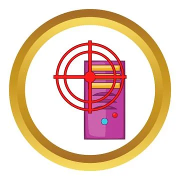 Computer system and red target icon Illustrazione stock