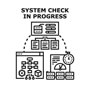 Computer system check in progress and data analysis Stockillustratie