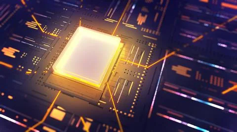 Computer system connection point,Abstract technology of central processing un イラスト素材