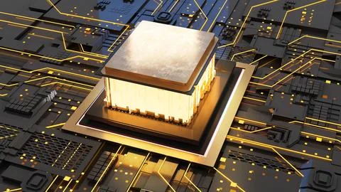 Computer system connection point,Abstract technology of central processing .. イラスト素材