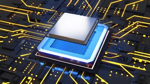 Computer system connection point,Abstract technology of central processing .. イラスト素材