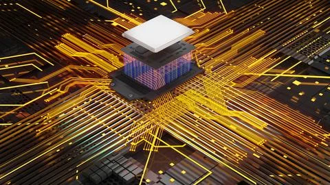 Computer system connection point,Abstract technology of central processing .. イラスト素材