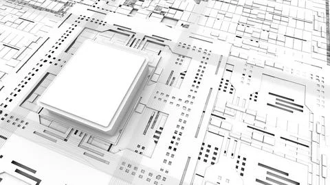 Computer system connection point,Abstract technology of central processing .. イラスト素材