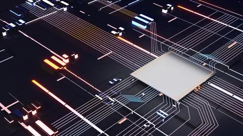 Computer system connection point,Abstract technology of central processing .. イラスト素材