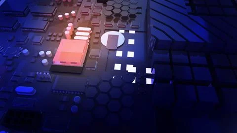 Computer system connection point,Abstract technology of central processing .. イラスト素材