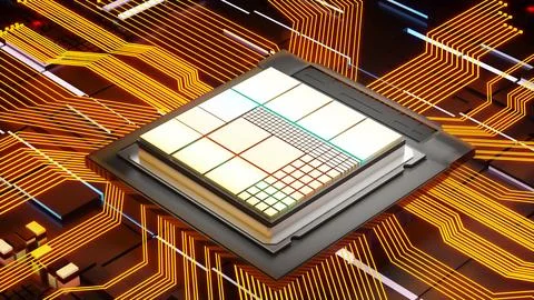 Computer system connection point,Abstract technology of central processing .. イラスト素材