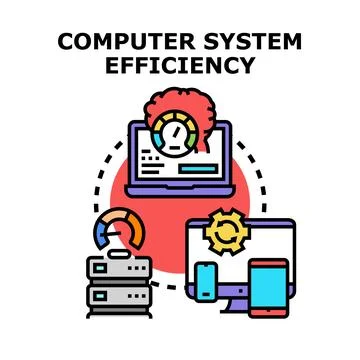 Computer system efficiency optimization and data processing Stock Illustration
