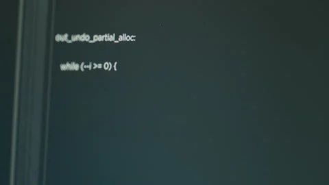 Computer of system engineer showing source code and big data Stock Footage 231449841