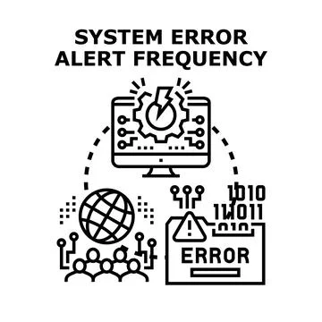 Computer system error alert frequency problem concept Stock Illustration