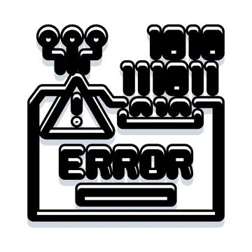 Computer system error warning with binary code Illustrazione stock