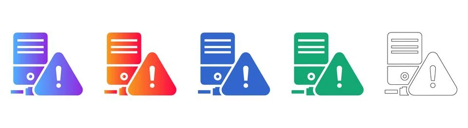 Computer System Error Warning Icons Illustrazione stock