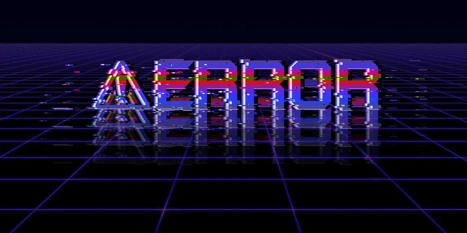 Computer system errors Glitch effect Computer danger symbols Hacking Digital Stock Illustration