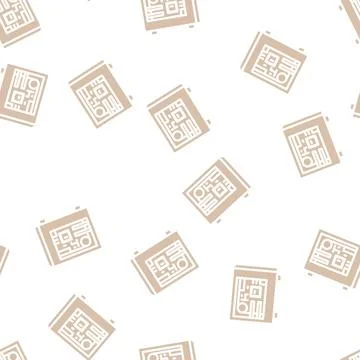 Computer system glyph vector seamless pattern Stock Illustration