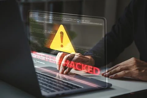 Computer System Hacked and virus screen. Stock Photos