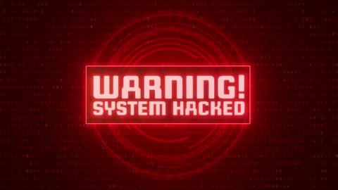 Computer system hacked warning error with glitch computer binary red background Stock Footage 196418704