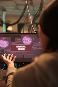 Computer system hacking error, hacker stealing database information 写真素材