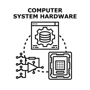 Computer system hardware developing processing digital technology 库存插图