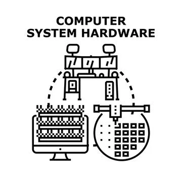 Computer system hardware technology developing digital components Stock Illustration