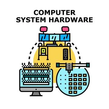 Computer system hardware technology developing digital components Illustrazione stock
