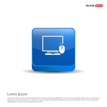 Computer System Icon - 3d Blue Button Stock Illustration