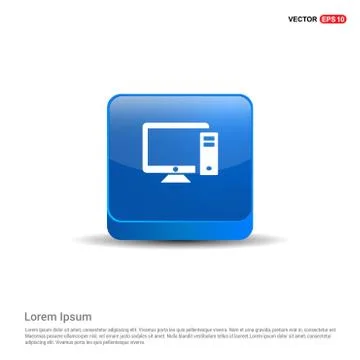 Computer System Icon - 3d Blue Button Stockillustratie