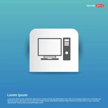 Computer System Icon - Blue Sticker button Stock Illustration