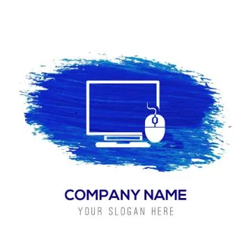 Computer System Icon - Blue watercolor background Stock Illustration