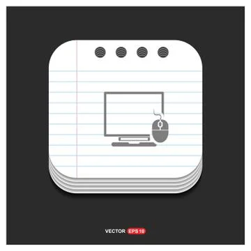 Computer System Icon Gray icon on Notepad Style template Vector EPS 10 Free I Illustrazione stock
