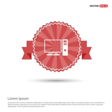 Computer System Icon - Red Ribbon banner Stock Illustration