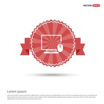 Computer System Icon - Red Ribbon banner Illustrazione stock