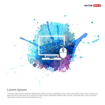 Computer System Icon - Watercolor Background Stock Illustration