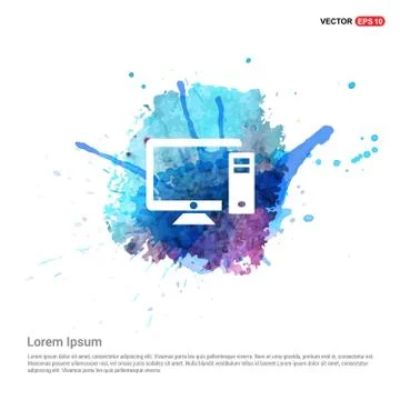 Computer System Icon - Watercolor Background イラスト素材