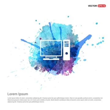 Computer System Icon - Watercolor Background イラスト素材